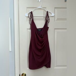 Blue Blush Tie Maroon Mini Dress